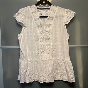 Short sleeve white blouse size xl